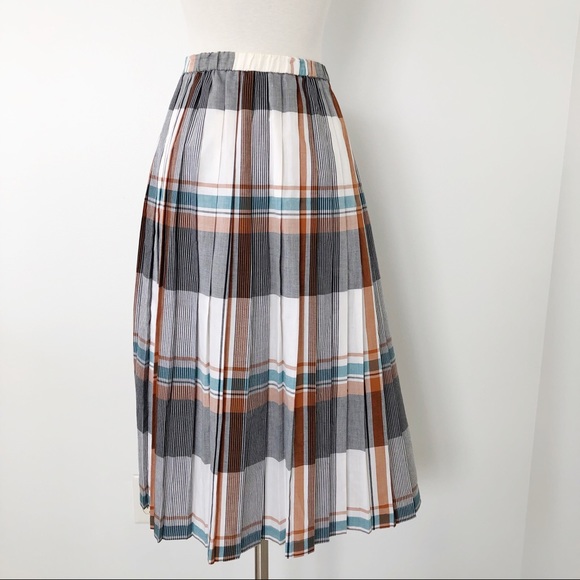Vintage Dresses & Skirts - Pendleton Vintage 1960s Plaid Pleated Midi Skirt